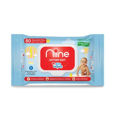 Niine Cottony Soft Baby Wipes (Pack of 3 x 80's) - Diapers & Wipes