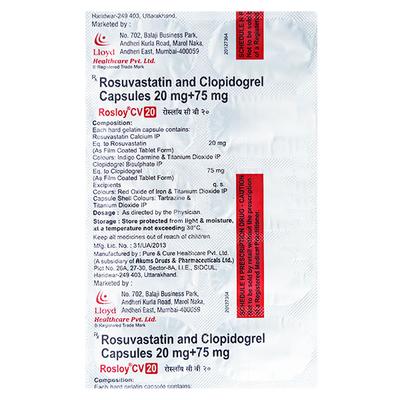 ROSLOY CV 20mg Capsule 10's - High Cholesterol-Dys