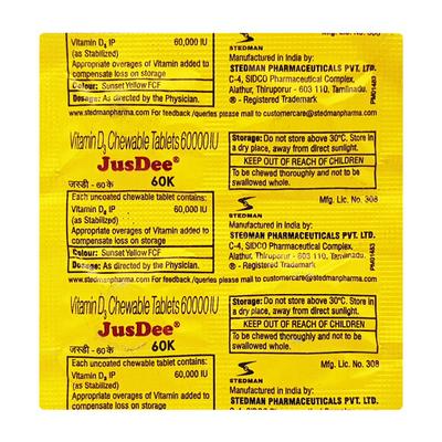 Jusdee 60000IU Tablet 4'S - Supplements-Vit