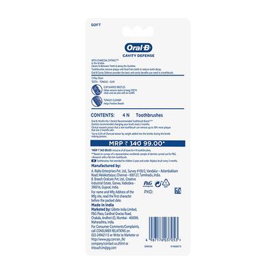 Oral B Deep Clean Whiter Teeth Charcoal Extract Toothbrush (Pack of 4) - Toothbrushes