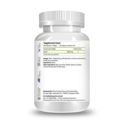 Natures Velvet Lifecare Biotin 5000 mcg Softgels 60's - Speciality Medicines