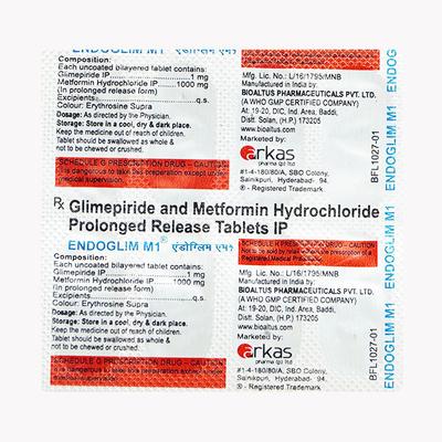 ENDOGLIM M1 500mg Tablet 10's - Diabetes-Ant