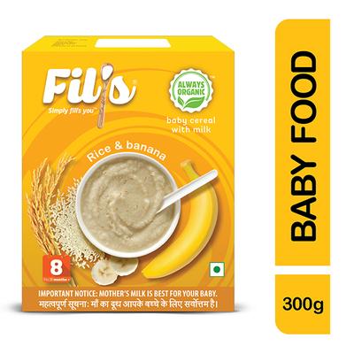 Fil's Organic Baby Cereal With Milk Rice & Banana (8-24 Months) 300 gm - Baby And Infant Supplements