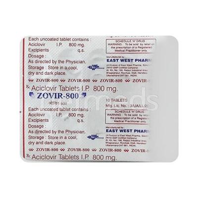 Zovir 800mg Tablet 10'S - Viral infections-Ant