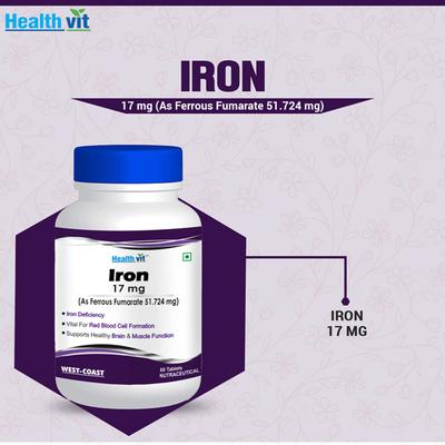Healthvit Iron 17 mg Tablet 60's - Calcium And Minerals