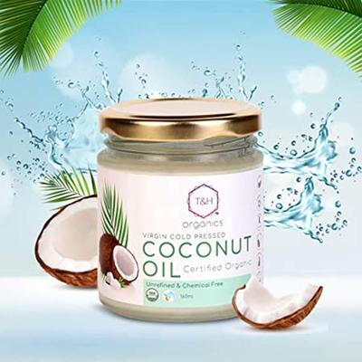 T&H Organics Virgin Cold Pressed Coconut Oil 160 ml - Creams, Lotions & Oils