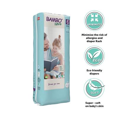 Bambo Nature Tape Diapers with Wetness Indicator - XXL (6) 40's - Diapers & Wipes