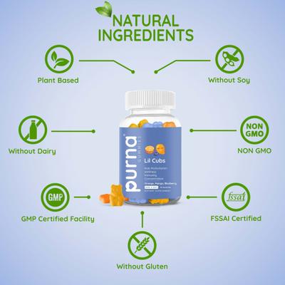 Purna Gummies Kids Multivitamin Gummies for Growth, Immunity and Health 30's - Multi-Vitamins