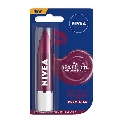 Nivea Coloron Lip Crayon - Plum Kiss 3 gm - Lip Balms