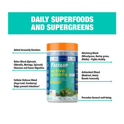Fast&Up Active Greens Powder (40 servings) - Lemon Flavour 304 g - Digestive Health