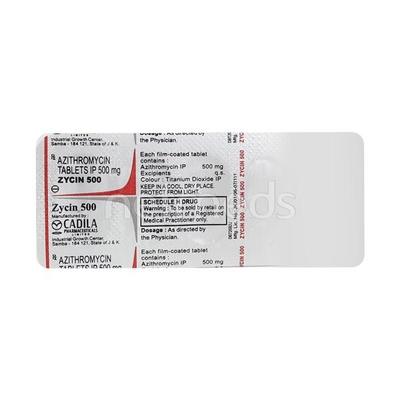 Zycin 500mg Tablet 3'S - Bacterial Infections-Mac