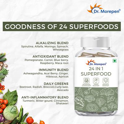 Dr. Morepen 24 In 1 Superfood Veg Capsule 60's - Herbal Dietary Supplement