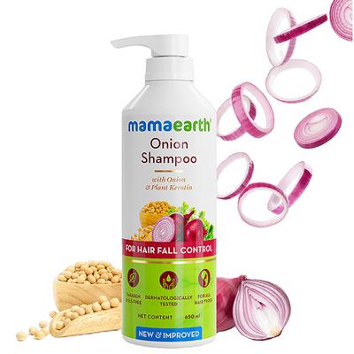 Mamaearth Onion Shampoo for Hair Fall Control and Hair Growth with Onion and Plant Keratin 650 ml - Shampoos