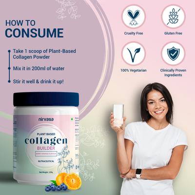 Nirvasa Plant Based Collagen Builder Powder - Berry Orange (Pack of 5 x 250 gm) 1's - Hair & Skin