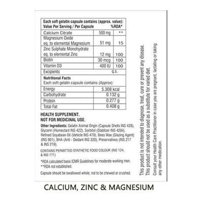 La Nature's Calcium, Zinc Magnesium Softgel Capsule 60's - Calcium And Minerals