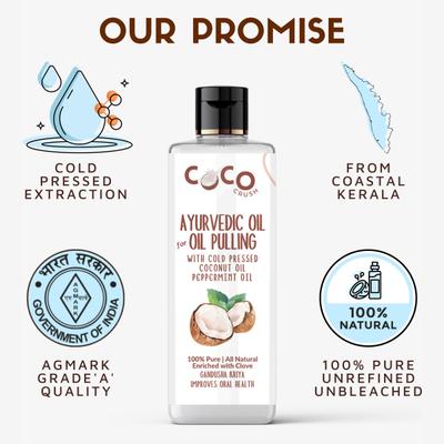 Coco Crush Ayurvedic Cold Pressed Oil Pulling Coconut Oil - Peppermint, Clove 200 ml - Personal Care (Ayush)