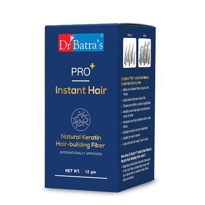 Dr Batra's Pro+ Instant Hair Natural Keratin Hair - Building Fiber (Black) 12 gm - Hair & Skin