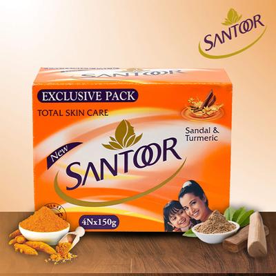 Santoor Orange Soap (Pack of 4) 150 gm - Face Creams