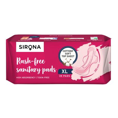 Sirona Cottony Soft Rash Free Sanitary Pads for Women (XL) 30's - Sanitary Napkins