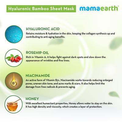Mamaearth Bamboo Sheet Mask - Hyaluronic 1's - Masks & Peels