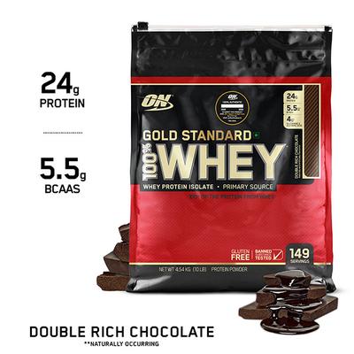 Optimum Nutrition (ON) 100% Whey Gold Standard Powder - Double Rich Chocolate 10 lb - Whey Proteins