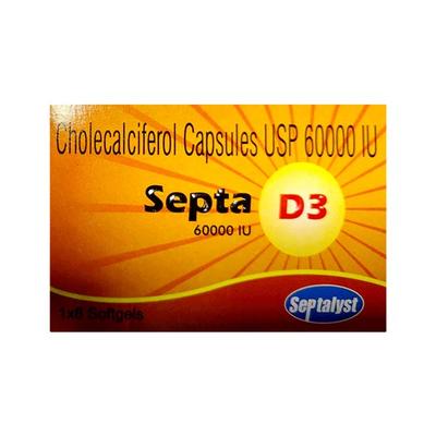 SEPTA D3 60000iu Capsule 8's - Supplements-Vit