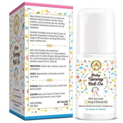 Mom & World Baby Tummy Roll On - Hing & Fennel Oil 50 ml - Creams, Lotions & Oils