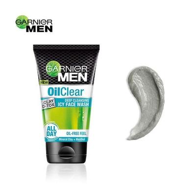 Garnier Men Oil Clear Deep Cleansing Icy Face Wash - Clay D-Tox 100 gm - Face Wash & Cleansers