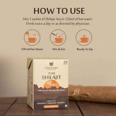 Upakarma Ayurveda Pure Shilajit Tea Sachet (Pack of 20 x 1000 mg) - Teas