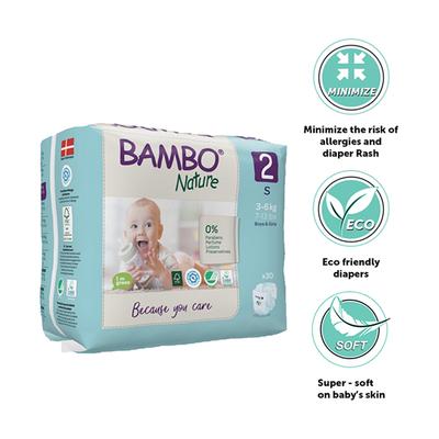 Bambo Nature Tape Diapers with Wetness Indicator - Small (2) 30's - Diapers & Wipes