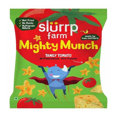 Slurrp Farm Mighty Puff Snacks - Tangy Tomato Flavour (Pack of 10) - Nutritional Bars