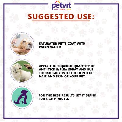 Petvit Tick Repellent Oil Spray- For All Breeds Dogs & Cats 100 ml - Pet Grooming
