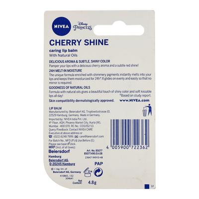 Nivea Disney Princess Cherry Shine Caring Lip Balm - Jasmine 4.8 gm - Lip Balms