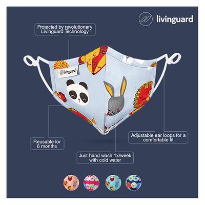 Livinguard Kids Street Face Mask (Rabbit Print) (XS) - Green (Pack of 1) - Face Mask