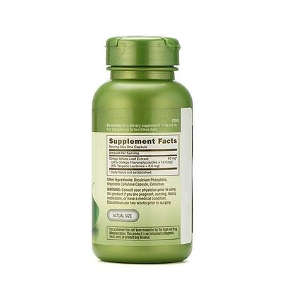 GNC Gin kgo Biloba 60 mg Capsule 100's - Herbal Dietary Supplement