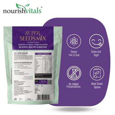 NourishVitals 6 in 1 Super Seeds Mix 200 gm - Nutritional Bars