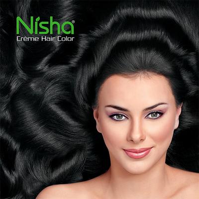 Nisha Creme Hair Color - 1.0 Natural Black 60 gm - Crème