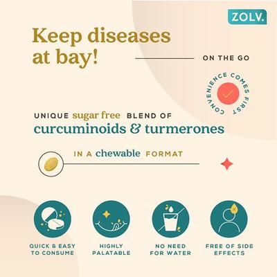 Zolv Curcumin Sugar Free Instachews Tablet - Peppermint 45's - Herbal Dietary Supplement