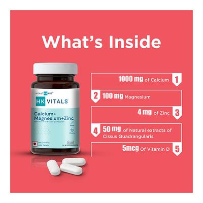 HealthKart HK Vitals Calcium + Magnesium + Zinc Tablet 60's - Multi-Vitamins