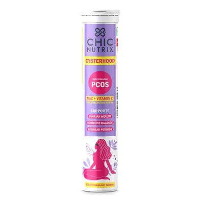Chicnutrix Cysterhood - Helps Manage PCOS Effervescent Tablet - Strawberry Flavour 20's - Women Health