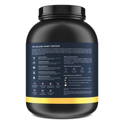 Nutrabay Gold Tri-Blend Whey Protein Powder - Strawberry Milkshake Flavour 2 kg - Whey Proteins