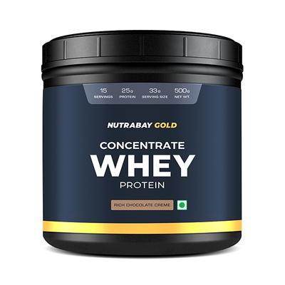 Nutrabay Gold Concentrate Whey Protein - Rich Chocolate Cream 500 gm - Whey Proteins