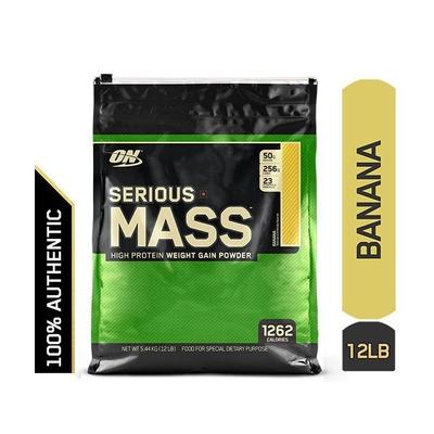 Optimum Nutrition (ON) Serious Mass Powder - Banana Flavour 12 lb - Workout Essentials