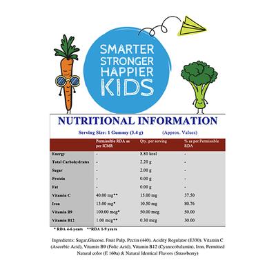 Super Gummy Iron + Vitamins Kids Chewable Supplement - Strawberry Flavour 30's - Calcium And Minerals