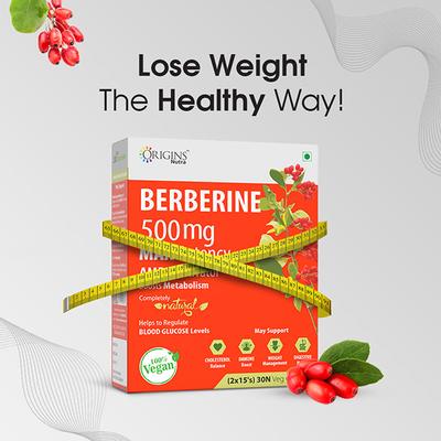 Origins Nutra Berberine 500 mg Veg Capsule (Pack of 2 x 15's) - Herbal Dietary Supplement