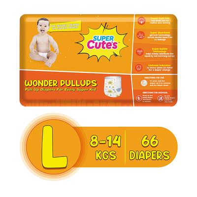 Super Cute's Wonder Pullups Diaper - (L) (8 - 14 kg) (Pack of 2 x 33's) - Diapers & Wipes