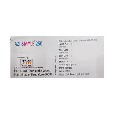 AZI SMYLE 250 Tablet 6's - Bacterial Infections-Mac