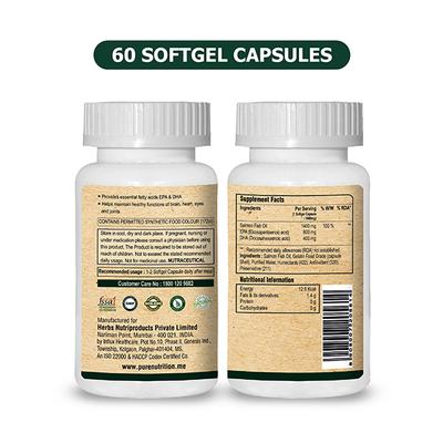 Pure Nutrition Omega 3 Marine Fish Oil 1400 mg Softgel Capsule 60's - Omega Fish Oil Fatty Acids