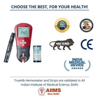 TrueHb Hemometer + Test Strips 25's + Lancing Device + Lancets 25's - Blood Glucose Monitors/Strips