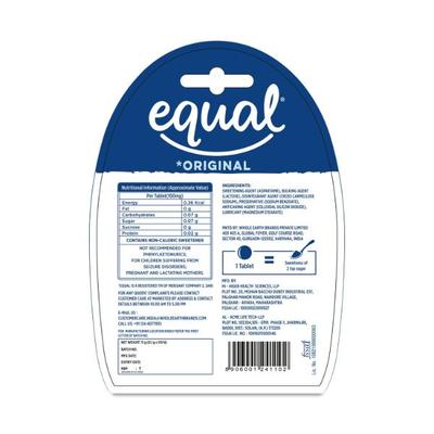 Equal Original Sweetener Tablet (Pack of 2 x 100's) (Free 10's Tablet Each) 1's - Sugar Substitute
